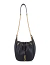 Saint Laurent Cassandre Drawstring Leather Shoulder Bag In Black