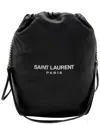 Saint Laurent Teddy Leather Bucket Bag In Black