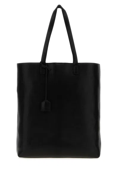 SAINT LAURENT BLACK LEATHER TOTE