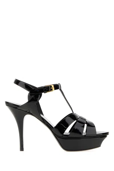 Saint Laurent Black Leather Tribute Sandals