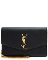 Saint Laurent Black Leather Monogram Uptown Chain Wallet (authentic Pre-loved) In Black