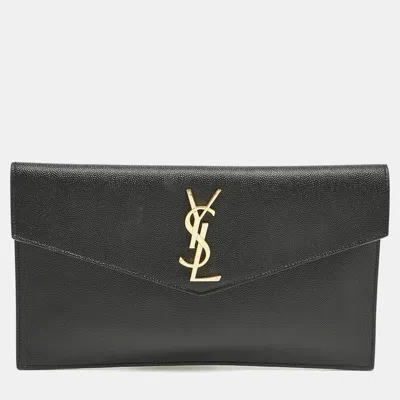 Pre-owned Saint Laurent Black Leather Uptown Pouch