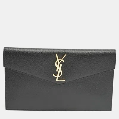 Pre-owned Saint Laurent Black Leather Uptown Pouch