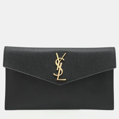 Pre-owned Saint Laurent Black Leather Uptown Pouch