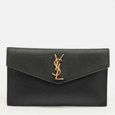 Pre-owned Saint Laurent Black Leather Uptown Pouch