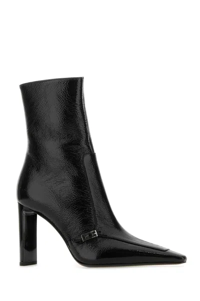 Saint Laurent Black Leather Vendome Ankle Boots In Nero