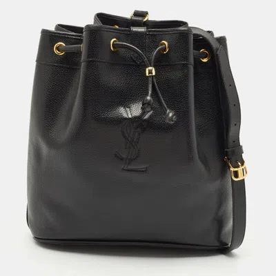 Pre-owned Saint Laurent Black Leather Vintage Bucket Bag