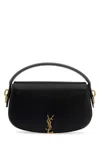 Saint Laurent Logo Plaque Foldover Top Mini Clutch Bag In Black
