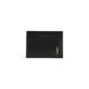 Saint Laurent Tiny Cassandre Card Holder In Polished Leather In Black