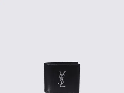 Saint Laurent Logo Leather Wallet In Black
