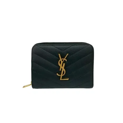 Pre-owned Saint Laurent Black Leather Wallet (bi-fold) ()