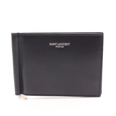 Pre-owned Saint Laurent Black Leather Wallet (bi-fold) ()