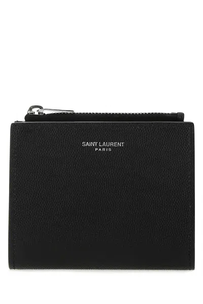 SAINT LAURENT BLACK LEATHER WALLET