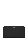 Saint Laurent Paris Black Textured Leather Zip-around Wa In Neutrals