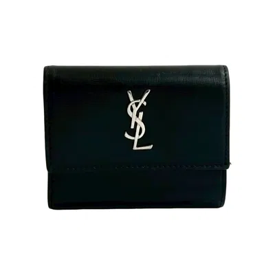 Pre-owned Saint Laurent Black Leather Wallet (tri-fold) ()
