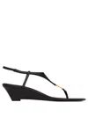 Saint Laurent Cassandra Smooth Leather Wedge Sandals