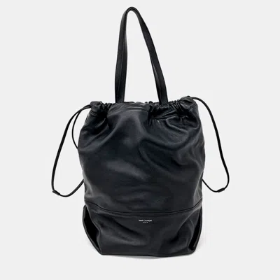 Pre-owned Saint Laurent Black Leather West Bucket Shoulder Bag