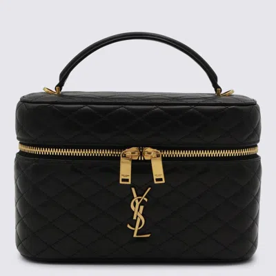 Saint Laurent Black Leather Ysl Gaby Vanity L Top Handle Bag