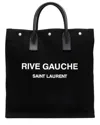 Saint Laurent Black Linen Rive Gauche N/s Tote (authentic Pre-loved)