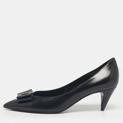 Pre-owned Saint Laurent Black Lizard Leather Anai Pumps Size 39