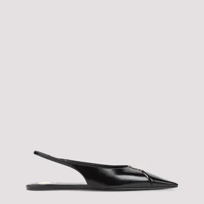 Saint Laurent Black Logo Ballet Flats