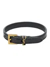 Saint Laurent Cassandre Black Belt Bracelet In Croco Printed Leather Woman In Black