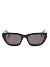 Saint Laurent Black Logo-detail Cat-eye Sunglasses In Black