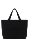 Saint Laurent Black Logo-embossed Raffia Tote Bag In Black