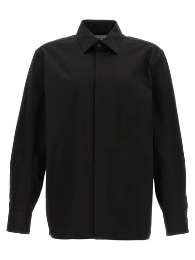 SAINT LAURENT BLACK LOGO EMBROIDERY SHIRT