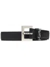 Saint Laurent Black Logo Keeper Belt In Black
