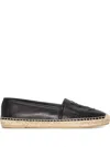 Saint Laurent Logo Leather Espadrilles Flat Shoes Black In Black