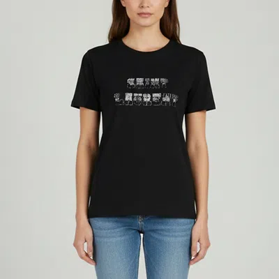 Pre-owned Saint Laurent Black Logo Print Cotton Crew Neck T-shirt Xs