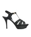 Saint Laurent High Heel Strappy Platform Pumps In Black