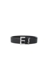 Saint Laurent Cassandre Leather Belt In Black