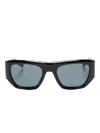 Saint Laurent Square-shaped Logo Sunglasses In Black