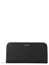 Saint Laurent Paris Black Textured Leather Zip-around Wa In Black