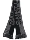 Saint Laurent Wool Blend Logo Scarf With Fringe Trim In Black