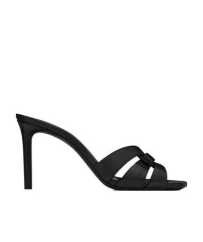 Saint Laurent Black Logo Woven Sandals