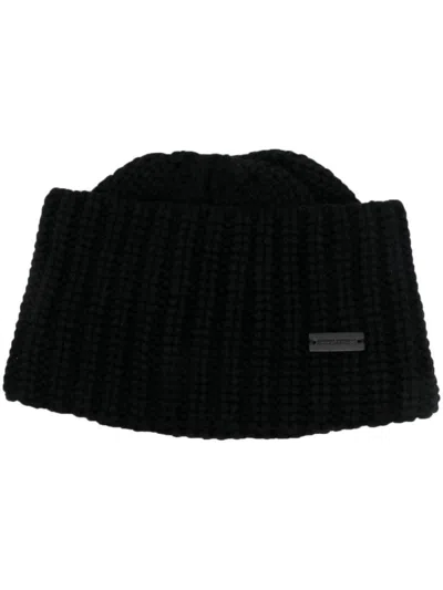 SAINT LAURENT BLACK LOGOED CAP