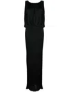 Saint Laurent Shoulder-baring Long Dress With Gathered Accents In Black