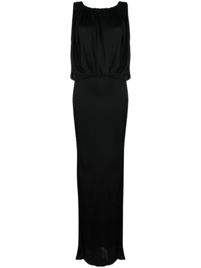 SAINT LAURENT BLACK LONG JERSEY DRESS