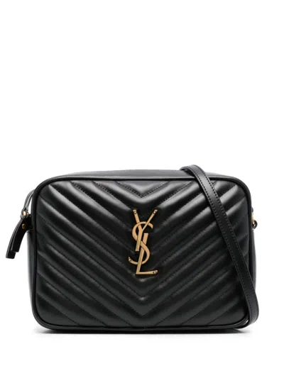 SAINT LAURENT BLACK LOU LEATHER CAMERA BAG