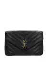 Saint Laurent Large Chevron Quilted Bag With Chain Strap In Black