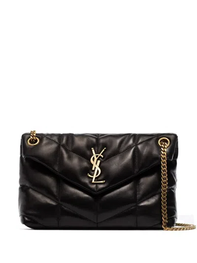 SAINT LAURENT BLACK LOULOU PUFFER SMALL SHOULDER BAG