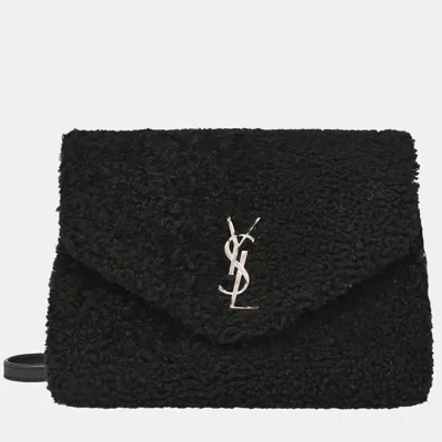 Pre-owned Saint Laurent Black Loulou Shearling Toy Bag Shoulder Bag
