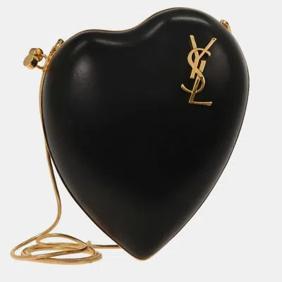 Pre-owned Saint Laurent Black Love Box Clutch Shoulder Bag