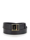 Saint Laurent Black Magnetic Belt In Leather Woman In Black