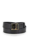 Saint Laurent Black Magnetic Belt In Leather Woman In Multicolor
