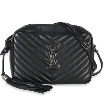 Pre-owned Saint Laurent Black Matelasse Calfskin Lou Camera