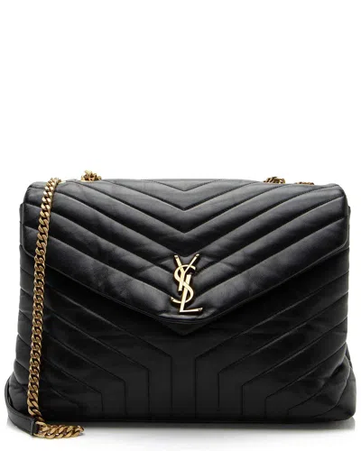 Saint Laurent Black Matelasse Calfskin Monogram Loulou Chain Large Shoulder  Bag (authentic Pre-love
